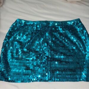 Miss Lola Blue Sequin Skirt